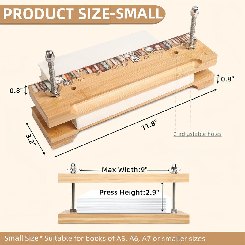 OopsifyMe Bamboo Book Press for Bookbinding, Paper Press, DIY Crafts, Multiple Hole Positions for Various Spine Sizes, Streamlined Edge, Book Binding Kits (Small Size) - Image 3